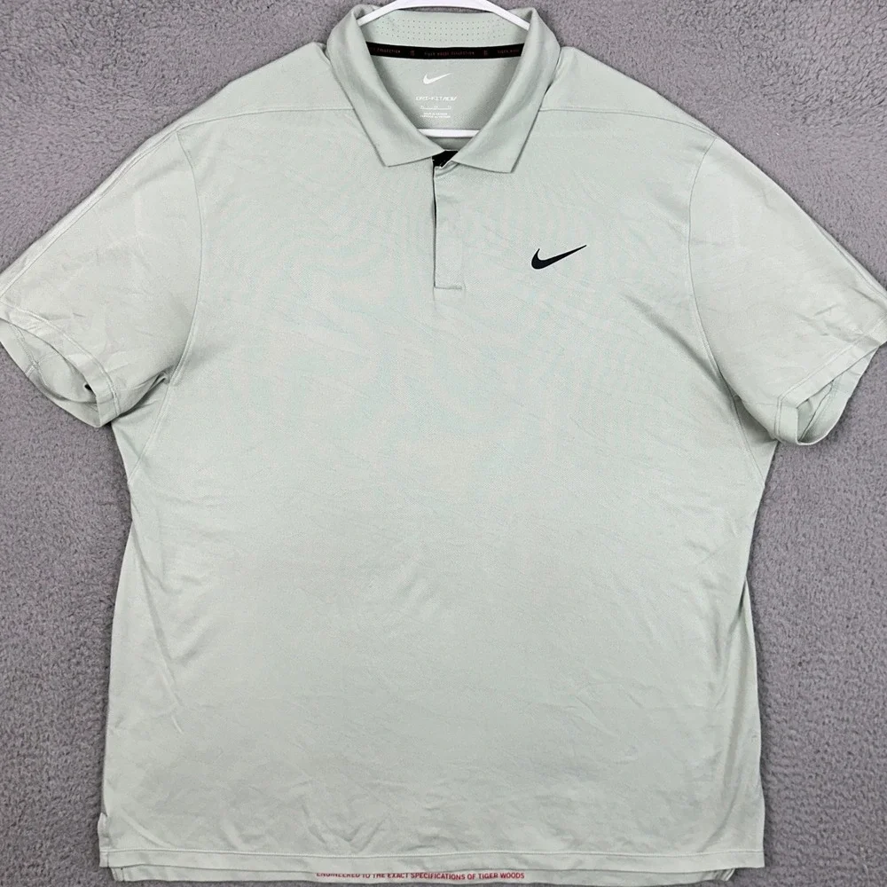 Nike Tiger Woods Collection Polo Mens XL Dri-FIT ADV Seafoam Green Golf Rugby